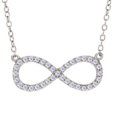 Infinity Sign Link And CZ Necklace In Sterling Silver, 18" fine designer jewelry for men and women